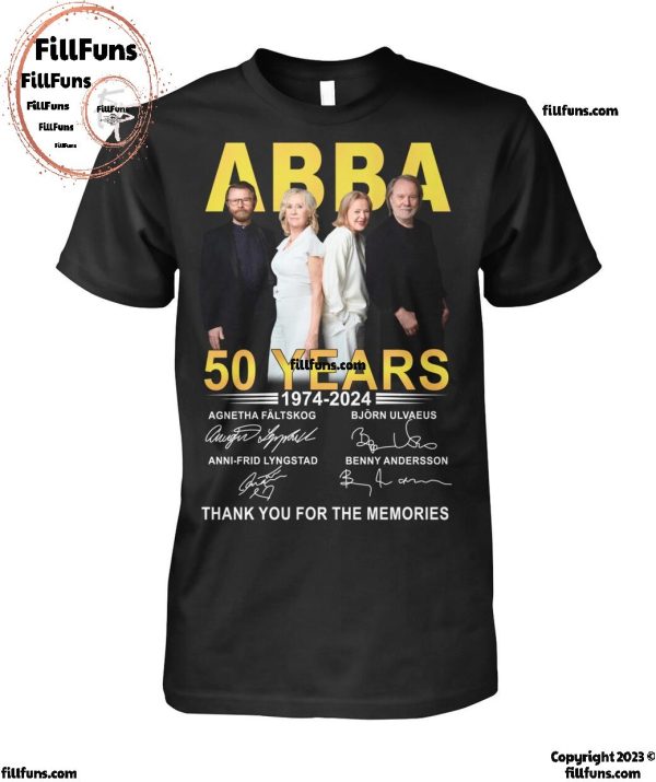 Abba 50 Years 1974-2024 Thank You For The Memories T-Shirt