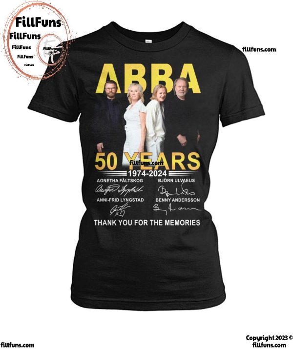 Abba 50 Years 1974-2024 Thank You For The Memories T-Shirt