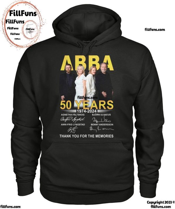 Abba 50 Years 1974-2024 Thank You For The Memories T-Shirt