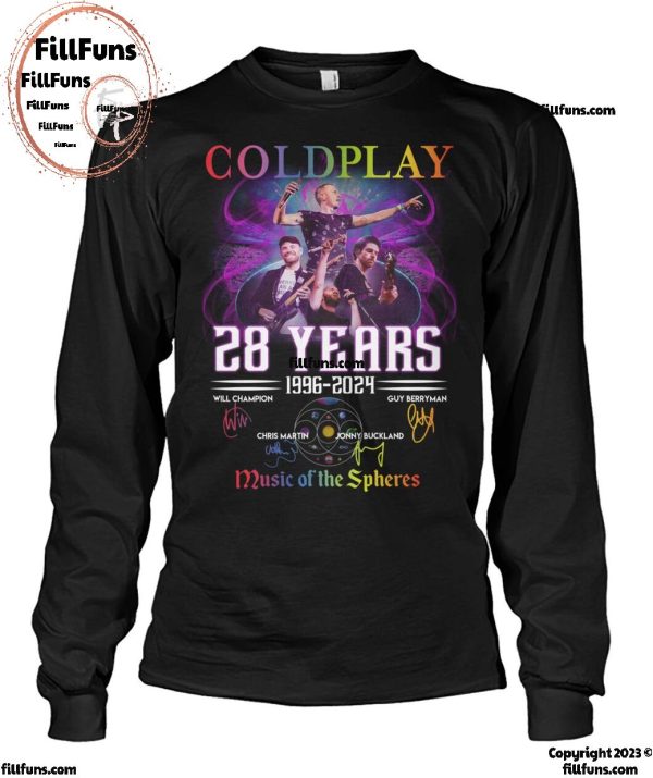 Coldplay 28 Years 1996-2024 Music Of The Spheres T-Shirt