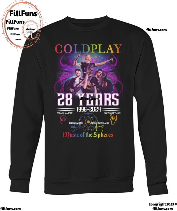 Coldplay 28 Years 1996-2024 Music Of The Spheres T-Shirt