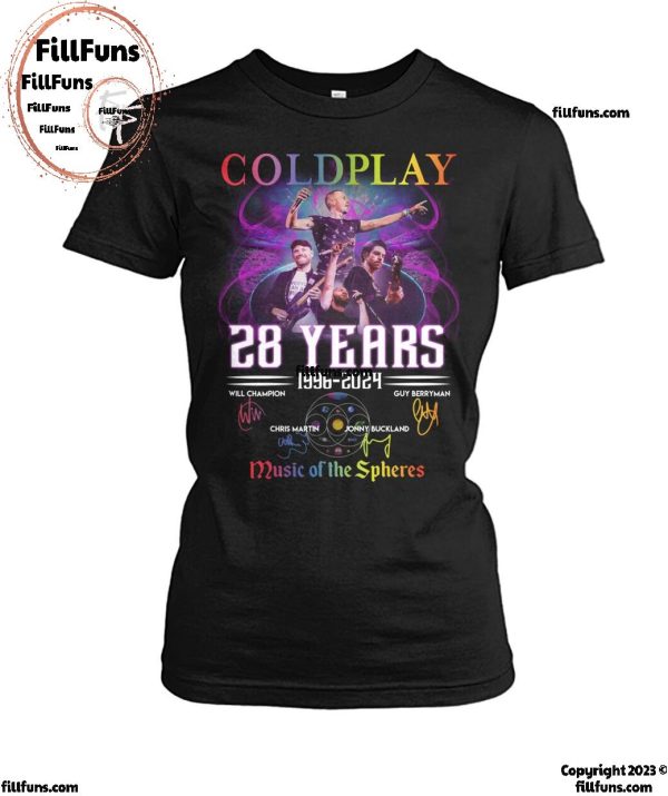 Coldplay 28 Years 1996-2024 Music Of The Spheres T-Shirt