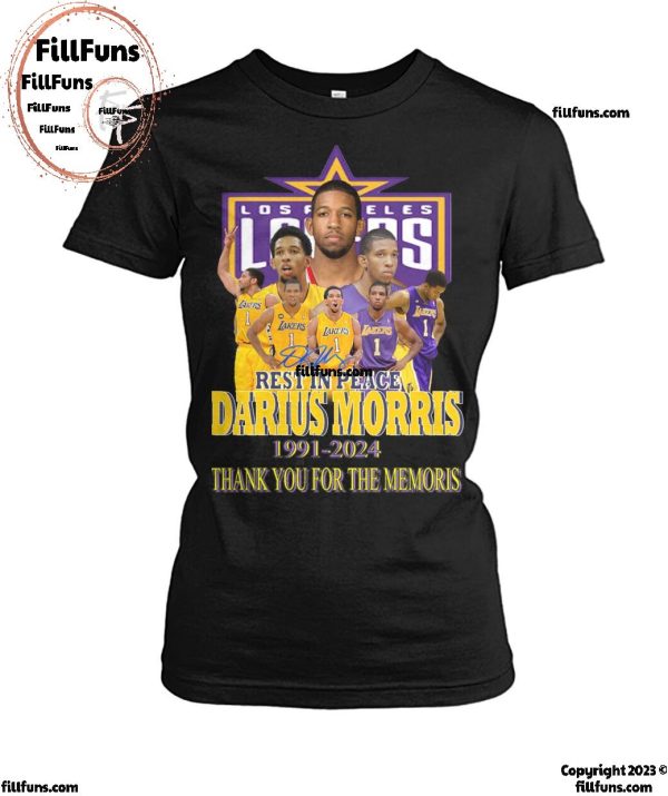 NBA Los Angeles Lakers Rest In Peace Darius Morris 1991-2024 Thank You For The Memories T-Shirt