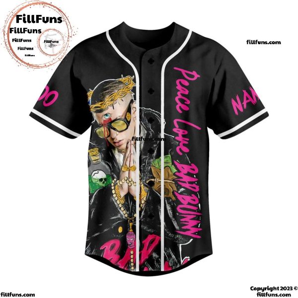 Peace Love Bunny I Only Act From Bad Bunny Heart Baseball Jersey