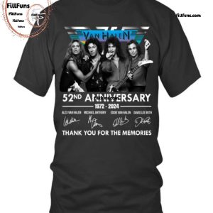 Van Halen 52nd Anniversary 1972-2024 Thank You For The Memories T-Shirt