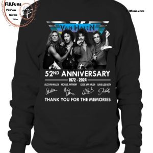 Van Halen 52nd Anniversary 1972-2024 Thank You For The Memories T-Shirt