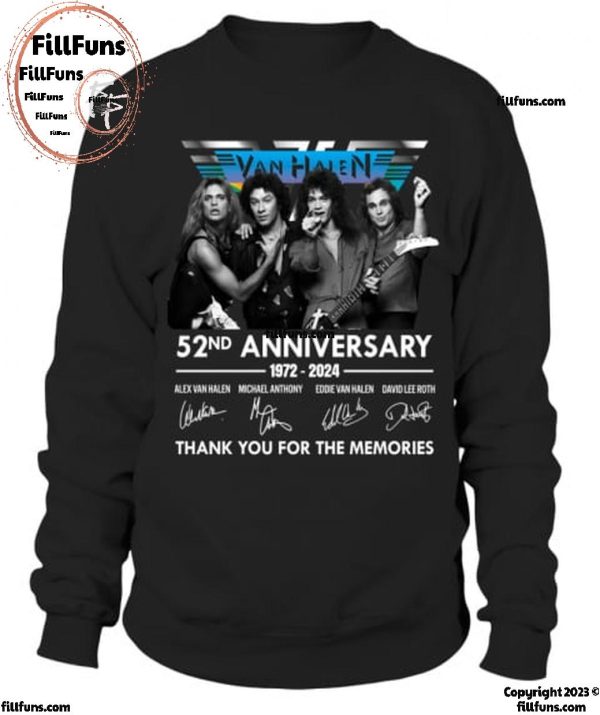 Van Halen 52nd Anniversary 1972-2024 Thank You For The Memories T-Shirt