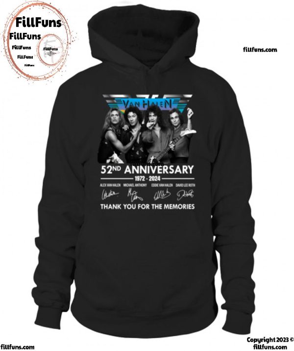 Van Halen 52nd Anniversary 1972-2024 Thank You For The Memories T-Shirt