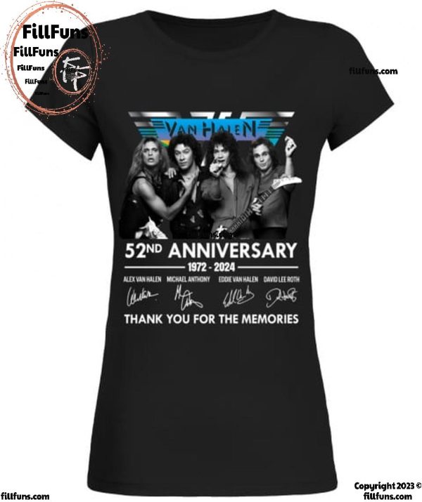 Van Halen 52nd Anniversary 1972-2024 Thank You For The Memories T-Shirt