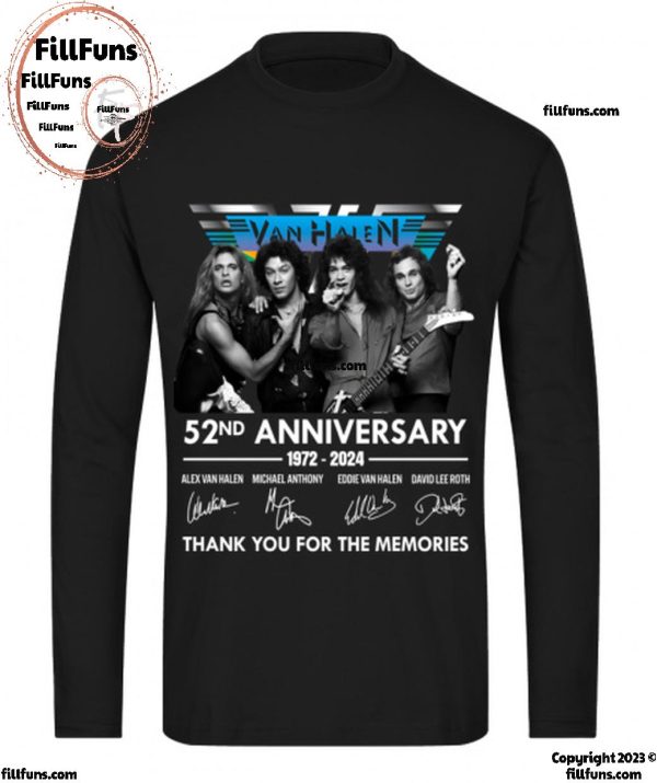 Van Halen 52nd Anniversary 1972-2024 Thank You For The Memories T-Shirt