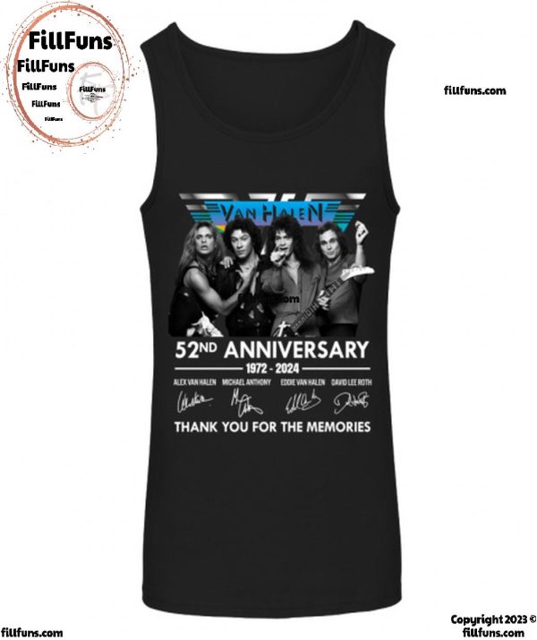 Van Halen 52nd Anniversary 1972-2024 Thank You For The Memories T-Shirt