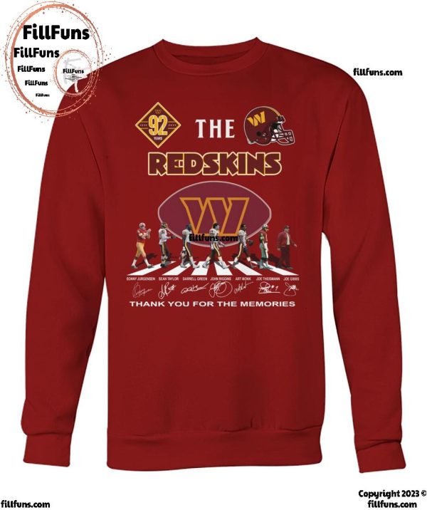 92 Years The Washington Commanders Redskins Thank You For The Memories T-Shirt