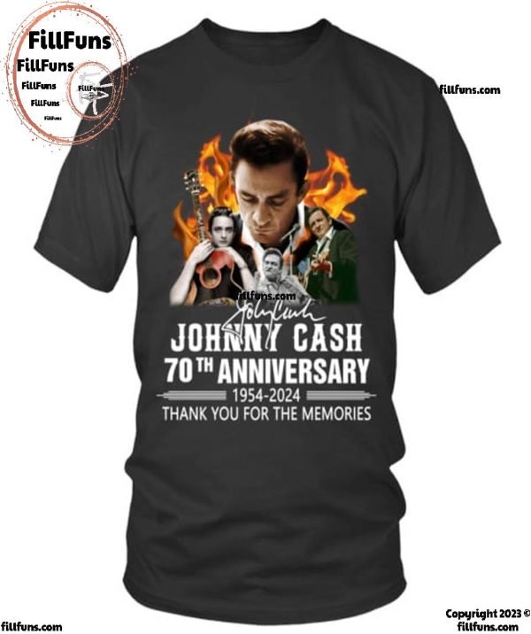 Johnny Cash 70th Anniversary 1954-2024 Thank You For The Memories T-Shirt