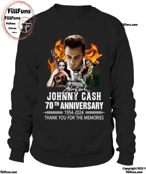 Johnny Cash 70th Anniversary 1954-2024 Thank You For The Memories T-Shirt