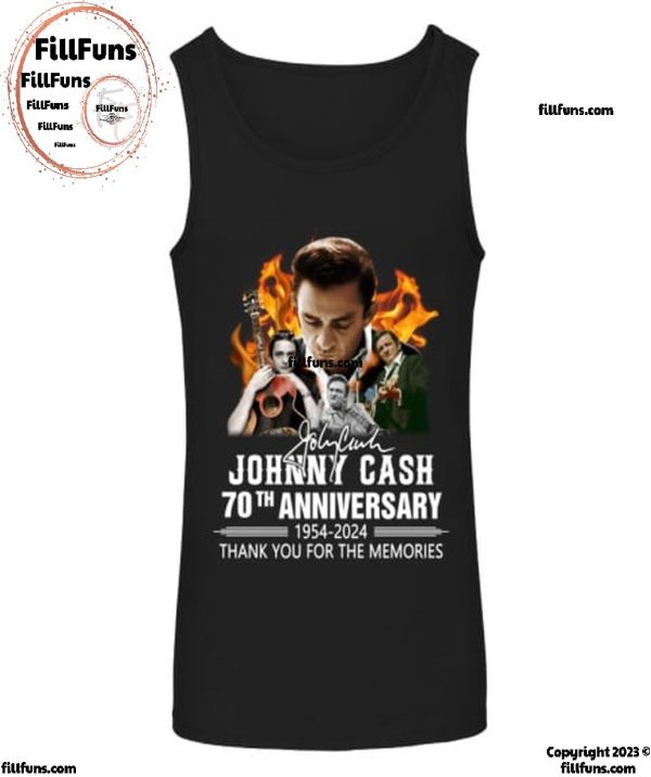 Johnny Cash 70th Anniversary 1954-2024 Thank You For The Memories T-Shirt